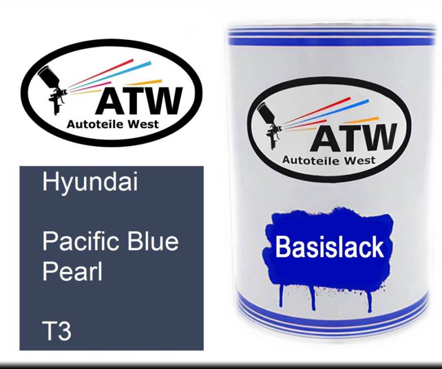 Hyundai, Pacific Blue Pearl, T3: 500ml Lackdose, von ATW Autoteile West.